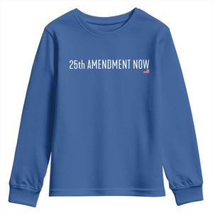 25th Amendment Now Minimalist Typography Graphic Youth Sweatshirt Political Satire Patriotic American Flag TS02 Royal Blue Print Your Wear