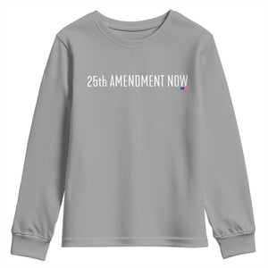 25th Amendment Now Minimalist Typography Graphic Youth Sweatshirt Political Satire Patriotic American Flag TS02 Sport Gray Print Your Wear
