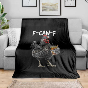F-CAW-F Sarcastic Chicken Drinking Coffee Throw Blanket Funny Morning Mood Grumpy Hen Iced Coffee Lover TS02 Print Your Wear