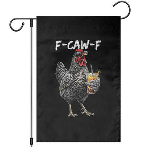 F-CAW-F Sarcastic Chicken Drinking Coffee Garden Flag Funny Morning Mood Grumpy Hen Iced Coffee Lover TS02 Black Print Your Wear