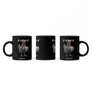 F-CAW-F Sarcastic Chicken Drinking Coffee Coffee Mug Funny Morning Mood Grumpy Hen Iced Coffee Lover TS02 Print Your Wear
