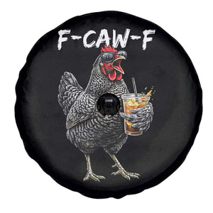 F-CAW-F Sarcastic Chicken Drinking Coffee Spare Tire Cover Funny Morning Mood Grumpy Hen Iced Coffee Lover TS02 Print Your Wear