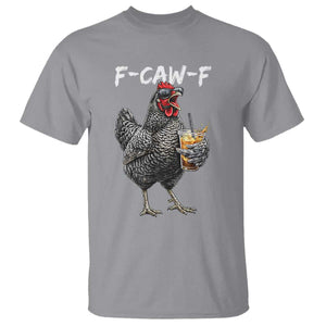 F-CAW-F Sarcastic Chicken Drinking Coffee T Shirt Funny Morning Mood Grumpy Hen Iced Coffee Lover TS02 Sport Gray Print Your Wear