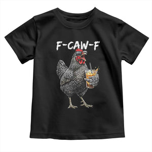 F-CAW-F Sarcastic Chicken Drinking Coffee Toddler T Shirt Funny Morning Mood Grumpy Hen Iced Coffee Lover TS02 Black Print Your Wear