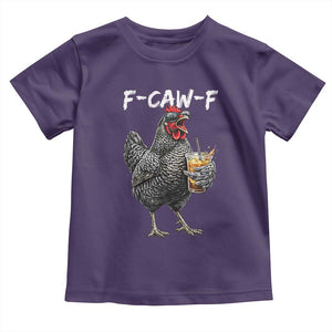 F-CAW-F Sarcastic Chicken Drinking Coffee Toddler T Shirt Funny Morning Mood Grumpy Hen Iced Coffee Lover TS02 Purple Print Your Wear