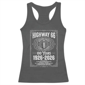 Historic Mother Road Highway 66 Racerback Tank Top Centennial 1926-2026 Classic Gas Pump Filigree Graphic TS02 Dark Heather Print Your Wear