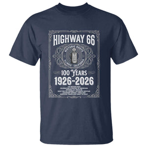 Historic Mother Road Highway 66 T Shirt Centennial 1926-2026 Classic Gas Pump Filigree Graphic TS02 Navy Print Your Wear
