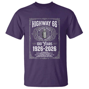 Historic Mother Road Highway 66 T Shirt Centennial 1926-2026 Classic Gas Pump Filigree Graphic TS02 Purple Print Your Wear