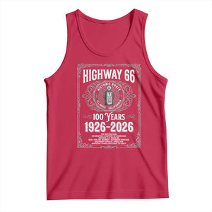 Historic Mother Road Highway 66 Tank Top Centennial 1926-2026 Classic Gas Pump Filigree Graphic TS02 Red Print Your Wear