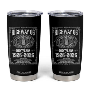 Historic Mother Road Highway 66 Tumbler Cup Centennial 1926-2026 Classic Gas Pump Filigree Graphic TS02 Black Print Your Wear