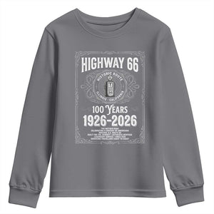 Historic Mother Road Highway 66 Youth Sweatshirt Centennial 1926-2026 Classic Gas Pump Filigree Graphic TS02 Charcoal Print Your Wear