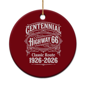 America Highway 66 Centennial 1926-2026 Classic Route Ceramic Ornament Vintage The Mother Road Victorian Filigree Graphic TS02 1pc Red Print Your Wear