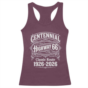 America Highway 66 Centennial 1926-2026 Classic Route Racerback Tank Top Vintage The Mother Road Victorian Filigree Graphic TS02 Maroon Print Your Wear