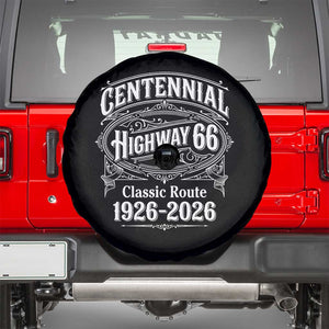 America Highway 66 Centennial 1926-2026 Classic Route Spare Tire Cover Vintage The Mother Road Victorian Filigree Graphic TS02 Black Print Your Wear