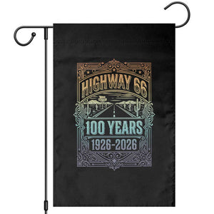 America Highway 66 100 Years Centennial 1926-2026 Garden Flag Retro Desert Horizon The Mother Road Colorful Graphic TS02 Black Print Your Wear