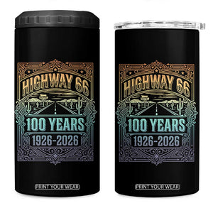 America Highway 66 100 Years Centennial 1926-2026 4 in 1 Can Cooler Tumbler Retro Desert Horizon The Mother Road Colorful Graphic TS02 One Size: 16 oz Black Print Your Wear