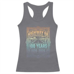 America Highway 66 100 Years Centennial 1926-2026 Racerback Tank Top Retro Desert Horizon The Mother Road Colorful Graphic TS02 Charcoal Print Your Wear