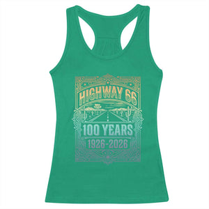 America Highway 66 100 Years Centennial 1926-2026 Racerback Tank Top Retro Desert Horizon The Mother Road Colorful Graphic TS02 Irish Green Print Your Wear