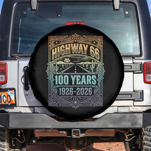 America Highway 66 100 Years Centennial 1926-2026 Spare Tire Cover Retro Desert Horizon The Mother Road Colorful Graphic TS02 No hole Black Print Your Wear