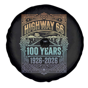 America Highway 66 100 Years Centennial 1926-2026 Spare Tire Cover Retro Desert Horizon The Mother Road Colorful Graphic TS02 Print Your Wear
