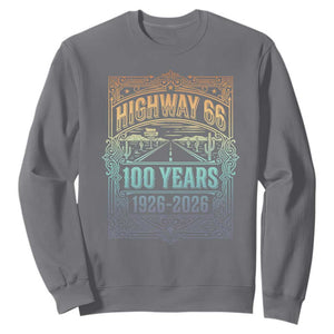 America Highway 66 100 Years Centennial 1926-2026 Sweatshirt Retro Desert Horizon The Mother Road Colorful Graphic TS02 Charcoal Print Your Wear