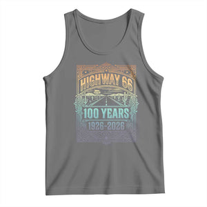 America Highway 66 100 Years Centennial 1926-2026 Tank Top Retro Desert Horizon The Mother Road Colorful Graphic TS02 Black Heather Print Your Wear