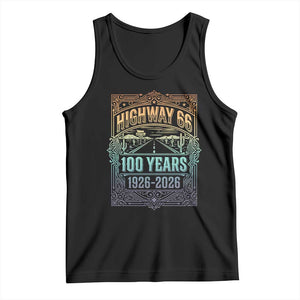 America Highway 66 100 Years Centennial 1926-2026 Tank Top Retro Desert Horizon The Mother Road Colorful Graphic TS02 Black Print Your Wear