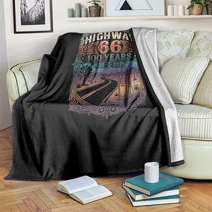 Highway 66 100 Years of the Mother Road Throw Blanket Centennial 1926-2026 Desert Oasis Retro Rainbow Graphic TS02 Print Your Wear