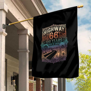 Highway 66 100 Years of the Mother Road Garden Flag Centennial 1926-2026 Desert Oasis Retro Rainbow Graphic TS02 Print Your Wear