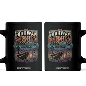 Highway 66 100 Years of the Mother Road Coffee Mug Centennial 1926-2026 Desert Oasis Retro Rainbow Graphic TS02 Black Print Your Wear
