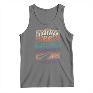 Highway 66 100 Years of the Mother Road Tank Top Centennial 1926-2026 Desert Oasis Retro Rainbow Graphic TS02 Black Heather Print Your Wear