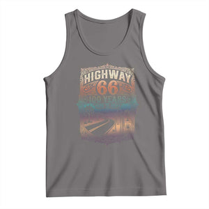 Highway 66 100 Years of the Mother Road Tank Top Centennial 1926-2026 Desert Oasis Retro Rainbow Graphic TS02 Deep Heather Print Your Wear