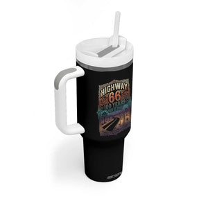 Highway 66 100 Years of the Mother Road Tumbler With Handle Centennial 1926-2026 Desert Oasis Retro Rainbow Graphic TS02 Print Your Wear