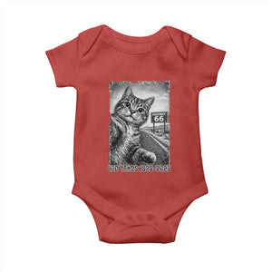 Funny Road Trip Cat Selfie with Highway 66 Baby Onesie Centennial 1926-2026 Historic Highway Humor TS02 Red Print Your Wear