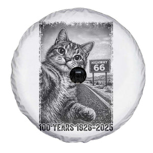 Funny Road Trip Cat Selfie with Highway 66 Spare Tire Cover Centennial 1926-2026 Historic Highway Humor TS02 Print Your Wear