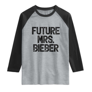 Future Mrs. Pop Star Bride to Be Raglan Shirt Iconic Music Fan Gift Vintage TS02 Heather Gray Black Print Your Wear