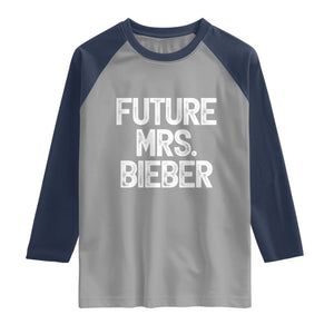 Future Mrs. Pop Star Bride to Be White Script Raglan Shirt Iconic Music Fan Gift Vintage TS02 Sport Gray Navy Print Your Wear