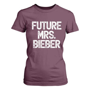 Future Mrs. Pop Star Bride to Be White Script T Shirt For Women Iconic Music Fan Gift Vintage TS02 Maroon Print Your Wear