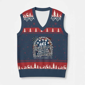 Proud Descendant American Revolution V-Neck Knit Sweater Vest 1775 to 1783 Patriotic Heritage TS02 Navy Red Print Your Wear