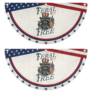 Funny Raccoon American Patriotic Fan Flag Feral But Free 4th Of July American Flag