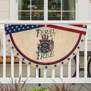 Funny Raccoon American Patriotic Fan Flag Feral But Free 4th Of July American Flag