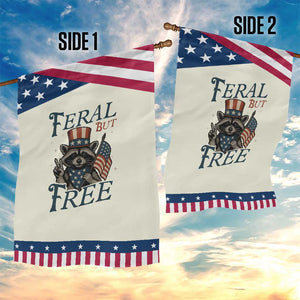 Funny Raccoon Patriotic Garden Flag Feral But Free 4th Of July American Flag TS02 Print Your Wear