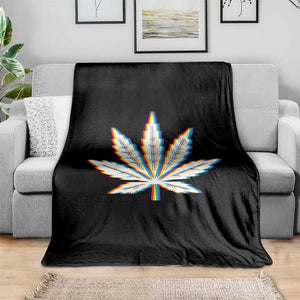 Cannabis Leaf Glitch Effect Graphic Throw Blanket Retro RGB Distortion Weed and Stoner Lifestyle TS02 Print Your Wear