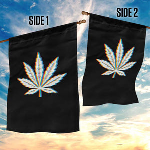 Cannabis Leaf Glitch Effect Graphic Garden Flag Retro RGB Distortion Weed and Stoner Lifestyle