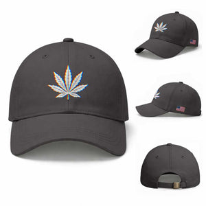 Cannabis Leaf Glitch Effect Graphic Baseball Cap Retro RGB Distortion Weed and Stoner Lifestyle TS02 Baseball Cap Universal Fit Dark Gray Print Your Wear