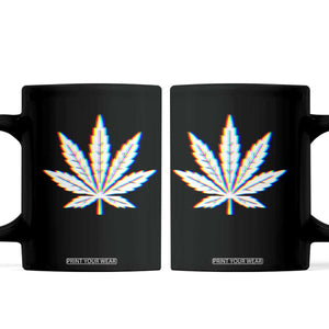 Cannabis Leaf Glitch Effect Graphic Coffee Mug Retro RGB Distortion Weed and Stoner Lifestyle TS02 Black Print Your Wear