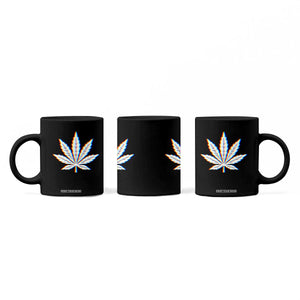 Cannabis Leaf Glitch Effect Graphic Coffee Mug Retro RGB Distortion Weed and Stoner Lifestyle TS02 Print Your Wear