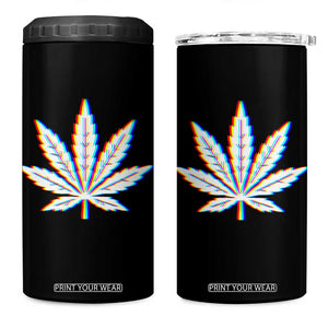Cannabis Leaf Glitch Effect Graphic 4 in 1 Can Cooler Tumbler Retro RGB Distortion Weed and Stoner Lifestyle TS02 One Size: 16 oz Black Print Your Wear