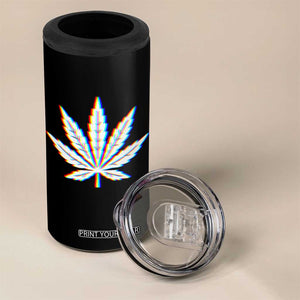 Cannabis Leaf Glitch Effect Graphic 4 in 1 Can Cooler Tumbler Retro RGB Distortion Weed and Stoner Lifestyle TS02 Print Your Wear