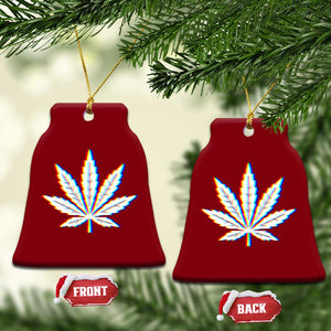 Cannabis Leaf Glitch Effect Graphic Ceramic Ornament Retro RGB Distortion Weed and Stoner Lifestyle
